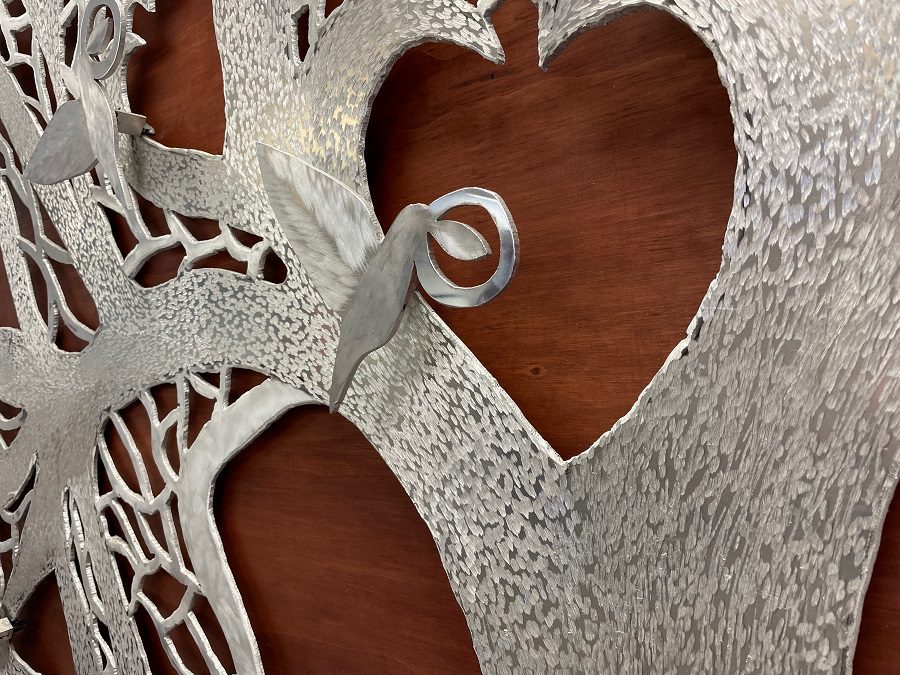 A close up of the heart cut out with scissors