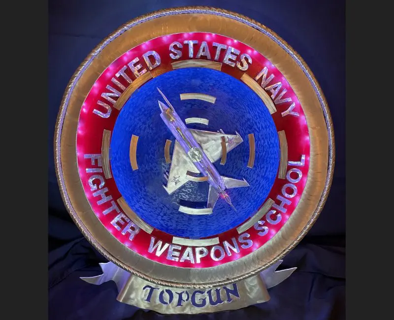 A close up of the us navy emblem